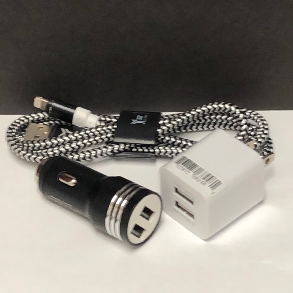 iPhone Bundle Charging Cable, Home and Car Charger